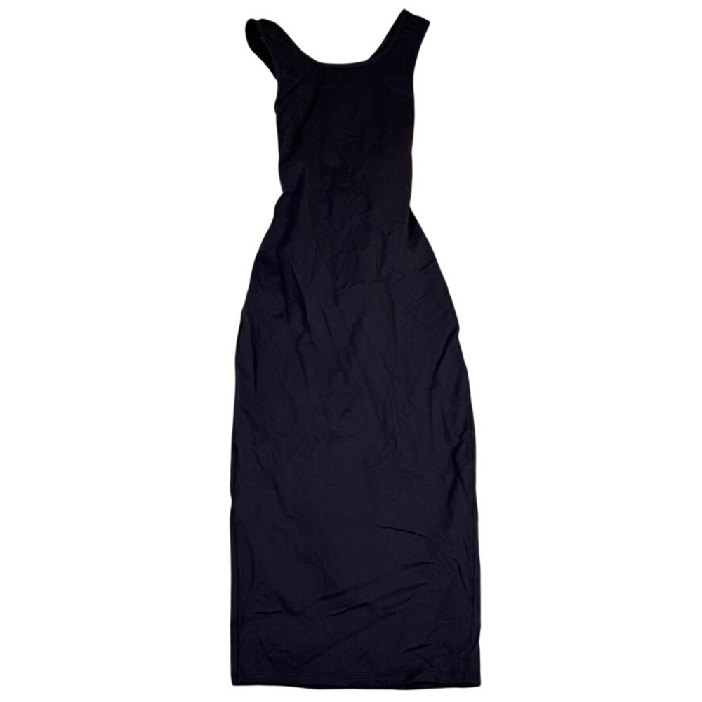 Lululemon Black Cutout Back Midi Dress Athletic Bodycon Built-in Bra